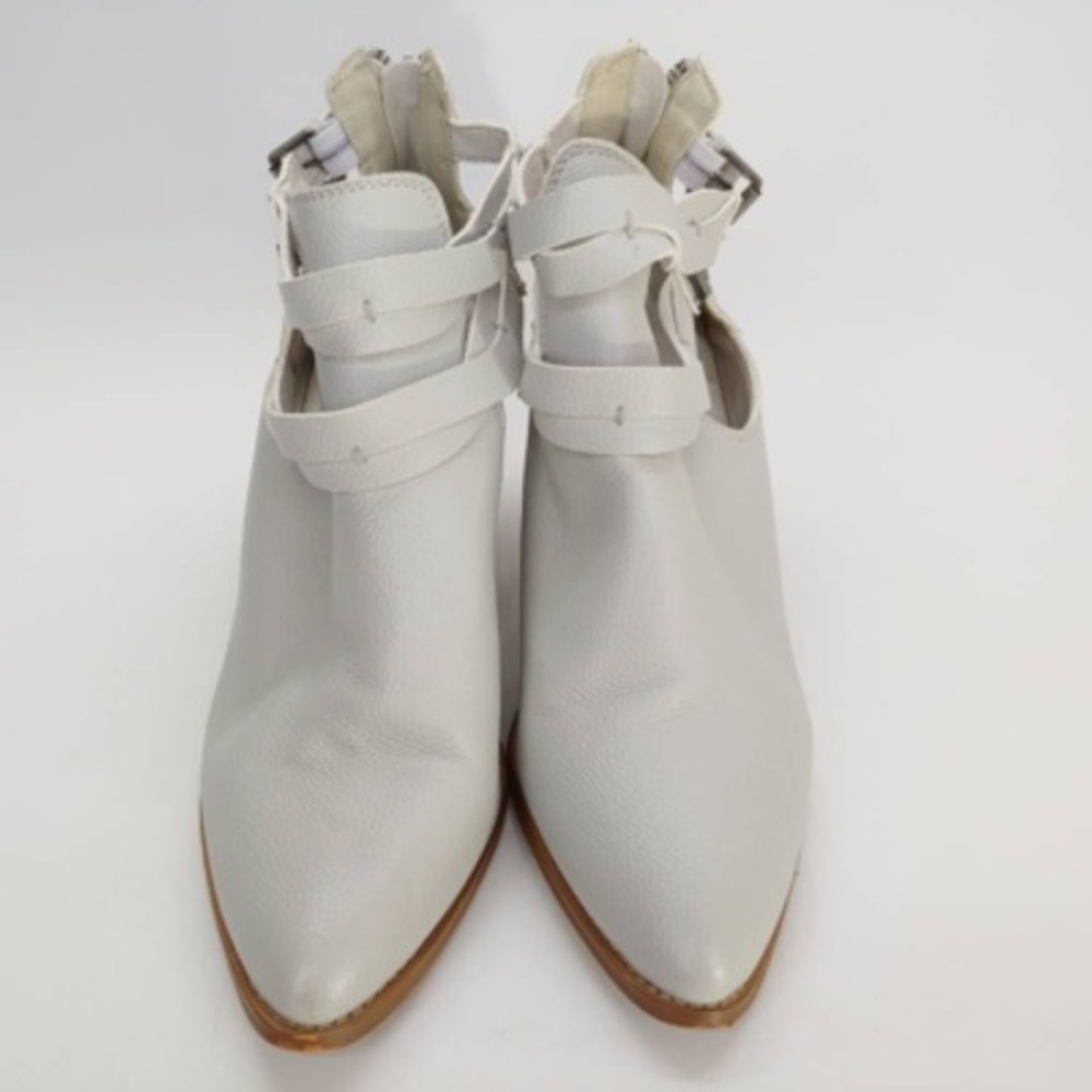 Maurices Womens Molly Ankle Boot Booties Gray Stacked Heels Double Buckle 11